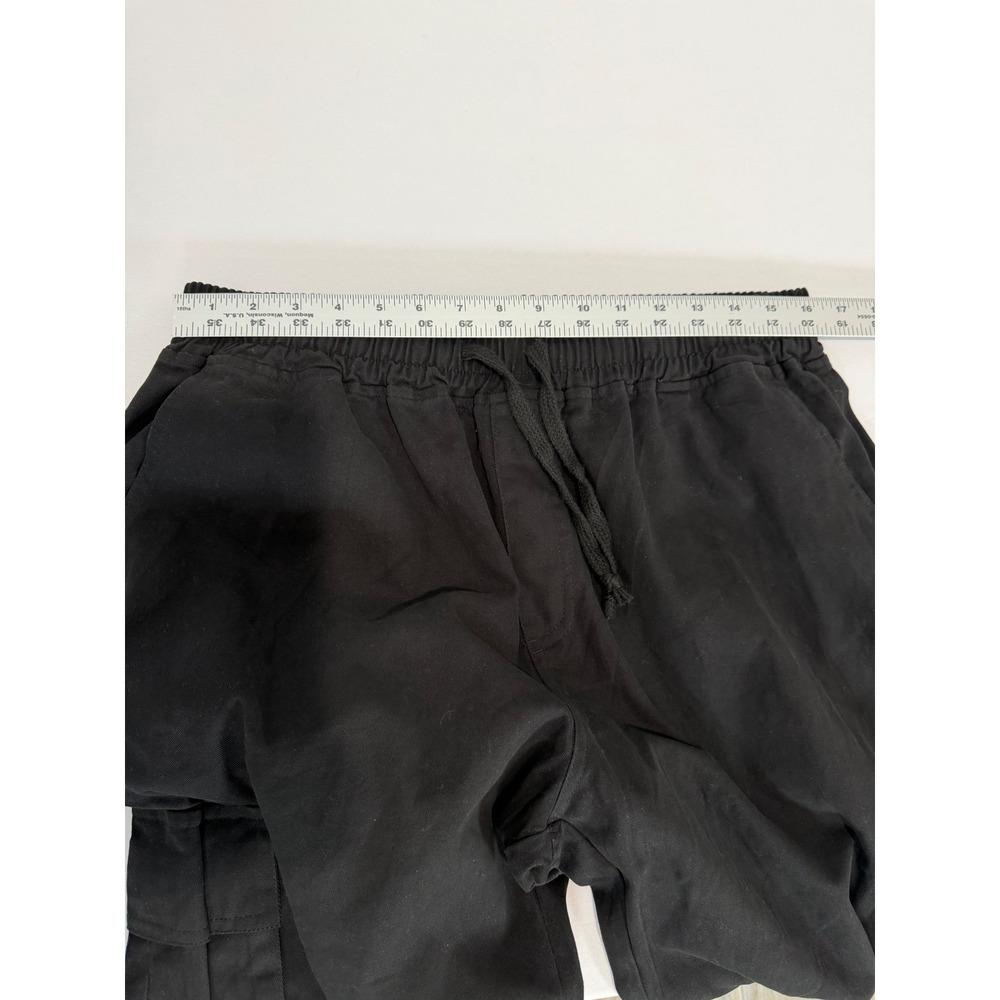 Black Cargo Pants Women XL Elastic Waist Drawstring Utility Streetwear - Picture 3 of 6
